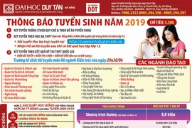 Trường Đại học Duy Tân thông báo tuyển sinh năm 2019