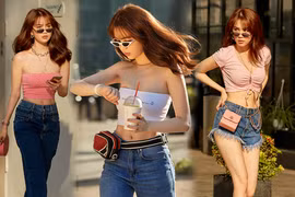 Ngọc Trinh chọn loạt áo crop-top khoe eo thon