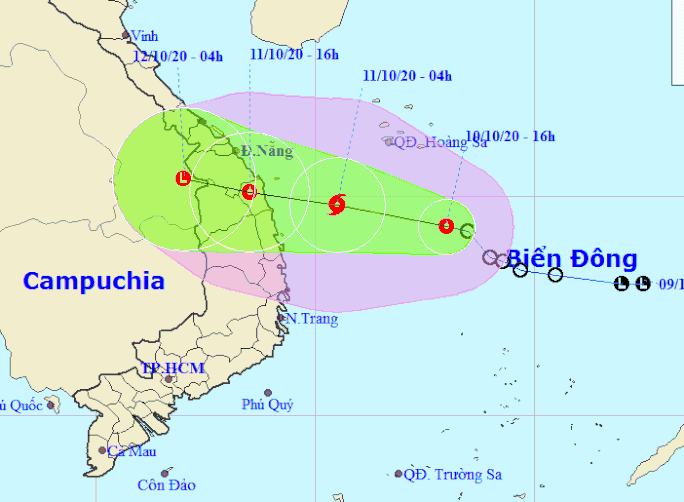 Áp thấp nhiệt đới mạnh lên thành bão giật cấp 10, miền Trung mưa cực lớn 500-700 mm