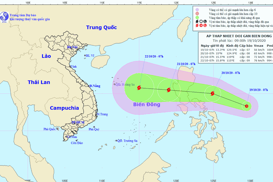 Tin áp thấp mới nhất: Áp thấp nhiệt đới giật cấp 9 tiến sát Biển Đông