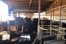 Đak Đoa: Cháy lớn ở xưởng gỗ trong đêm