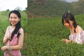 Cô gái xinh đẹp cùng mẹ kể chuyện nông sản quê nhà