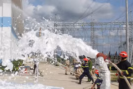 Thực tập phương án chữa cháy và cứu nạn cứu hộ tại Nhà máy điện gió Hưng Hải Gia Lai