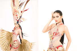 Ngọc Châu mang trang phục dân tộc sexy, hoành tráng tới 'Hoa hậu Siêu quốc gia 2019'