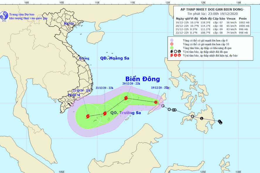 Áp thấp nhiệt đới di chuyển nhanh đã đi vào Biển Đông, giật cấp 9