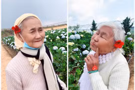 Nóng trên mạng xã hội: Bộ ảnh 2 bà ngoại 'xì tin' đi du lịch gây sốt