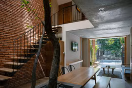 Nhà ống 3 tầng tường gạch không trát độc đáo