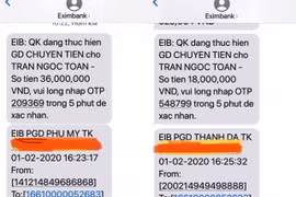 54 triệu đồng trong tài khoản Eximbank "bốc hơi"