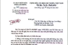 Lâm Đồng không ban hành văn bản cho học sinh nghỉ học từ 19/2