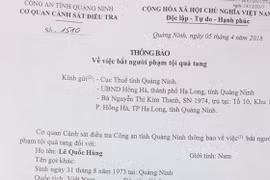 Bắt quả tang phó trưởng phòng thuộc Cục Thuế Quảng Ninh nhận tiền hối lộ