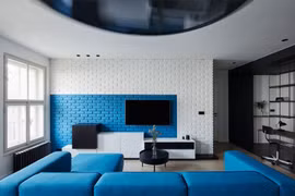 Phòng khách màu xanh giúp tâm trí thư giãn