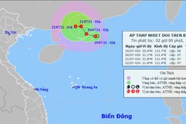 Vùng áp thấp trên Biển Đông đã thành áp thấp nhiệt đới