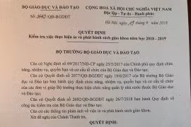 Bộ GD-ĐT kiểm tra NXBGD xem có hay không độc quyền phát hành SGK