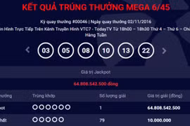 Thêm người trúng số Vietlott 64,8 tỷ đồng