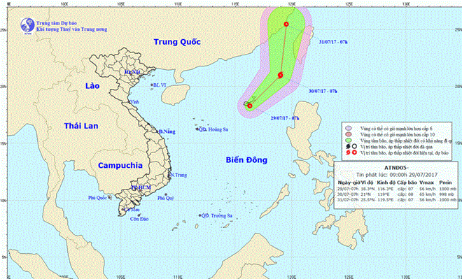 Áp thấp nhiệt đới đã thành bão số 5