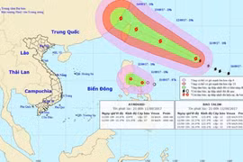 Bão TALIM di chuyển nhanh theo hướng Tây Tây Bắc