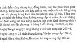 Nóng: Tổng cục Du lịch "xin" 400 vé máy bay miễn phí đi công tác