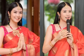 Hoa hậu Ngọc Hân xinh đẹp rạng rỡ khi diện trang phục truyền thống Ấn Độ