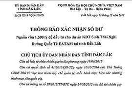 Giả mạo văn bản của chủ tịch tỉnh Đắk Lắk về dự án 1.500tỉ đồng