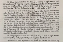 Kỷ luật Chủ tịch và Phó chủ tịch Hội Nông dân tỉnh Đồng Tháp