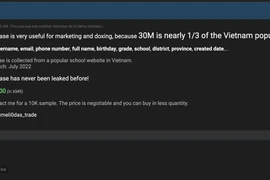 Dữ liệu của 30 triệu dân Việt Nam bị rao bán