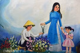 Làng hoa Ngọc Hà vào tranh bích họa dọc ngõ nhỏ Hà thành