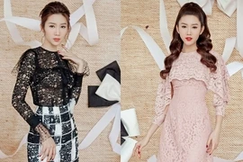 Thuý Ngân khoe dáng thon với váy ren xuyên thấu