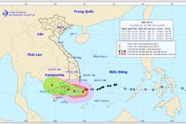 Chiều nay,tâm bão số 9 ngay trên vùng biển từ Ninh Thuận đến Bến Tre