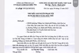 Công an tỉnh Gia Lai kêu gọi người bị truy nã ra đầu thú