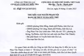 Công an tỉnh Gia Lai kêu gọi người phạm tội đang bị truy nã ra đầu thú