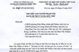 Công an tỉnh Gia Lai kêu gọi người phạm tội đang bị truy nã ra đầu thú