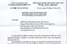 Công an tỉnh Gia Lai kêu gọi người phạm tội đang bị truy nã ra đầu thú