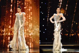 Hoa hậu Hoàn vũ Canada chọn váy của nhà thiết kế Việt thi bán kết