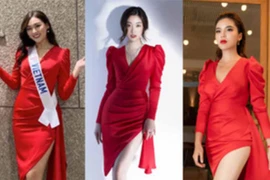 Diện chiếc váy đỏ tươi, Tường San ghi điểm vì lấn át đối thủ Miss International lại chẳng hề kém cạnh Đỗ Mỹ Linh