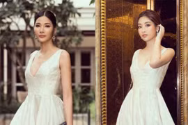 Đụng váy khoét cổ sâu: Đỗ Mỹ Linh đẹp tinh khôi, Hoàng Thùy khoe trọn vòng 1 'bom tấn'