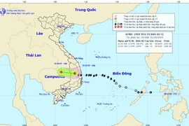 Vị trí tâm áp thấp nhiệt đới trên đất liền tỉnh Gia Lai.