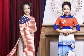 Thái Thùy Linh diện áo dài quốc kỳ Mỹ - Triều Tiên