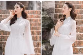 Hoa hậu Đỗ Thị Hà đẹp thuần khiết với áo dài trắng