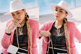 Siêu mẫu Thanh Hằng diện áo xuyên thấu khoe vòng eo 51cm