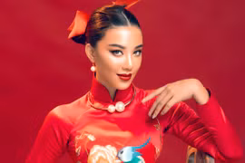 Á hậu Kim Duyên giảm cân làm người mẫu áo dài xuân