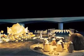 'Bức tranh quê' qua nghệ thuật sắp đặt nón bên sông Hàn