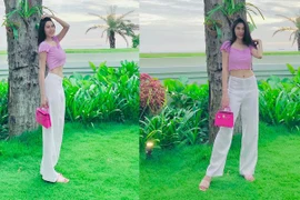 Thủy Tiên mặc crop top khoe eo thon, dáng chuẩn