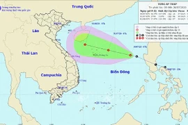 Áp thấp trên biển Đông di chuyển theo hướng Tây Tây Bắc