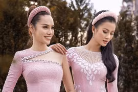 Hương Ly-Hoàng Phương quảng bá áo dài Việt nhân dịp 20.10