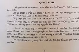 Quảng Bình: Chủ tịch tỉnh thua kiện 1 người dân