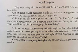 Quảng Bình: Chủ tịch tỉnh thua kiện 1 người dân