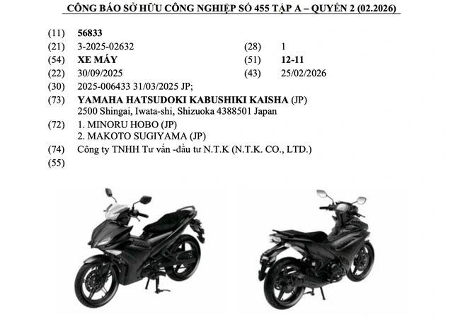 Yamaha Exciter 150 được đăng ký bản quyền kiểu dáng tại Việt Nam. Nguồn: Cục Sở hữu trí tuệ