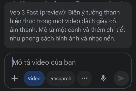 Veo 3 hiện đã được triển khai tại Việt Nam nhưng giới hạn ở mức tạo 10 video mỗi tháng Veo 3 hiện đã được triển khai tại Việt Nam nhưng giới hạn ở mức tạo 10 video mỗi tháng