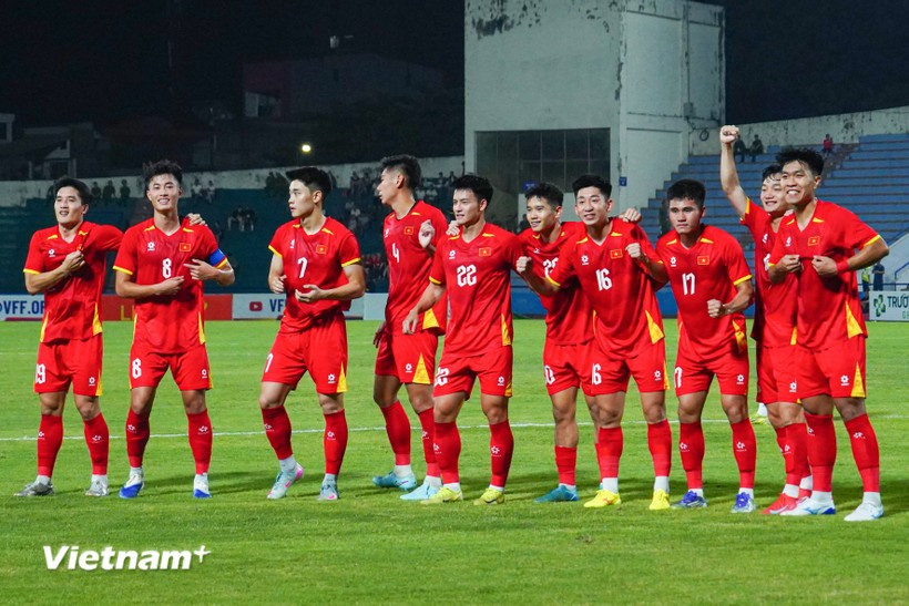 U23 Việt Nam có chiến thắng ngày ra quân vòng loại U23 châu Á 2026. (Ảnh: Việt Anh/Vietnam+) ket-qua-u23.jpg