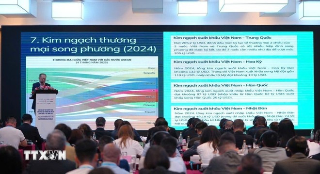 Hội nghị Chuyển giao công nghệ, kết nối thương mại và đầu tư Việt Nam-Trung Quốc 2025. Ảnh: Hương Giang/TTXVN Hội nghị Chuyển giao công nghệ, kết nối thương mại và đầu tư Việt Nam-Trung Quốc 2025. Ảnh: Hương Giang/TTXVN